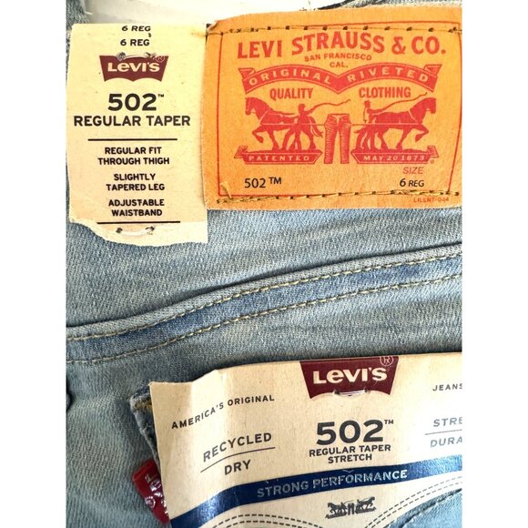 NWT Levis Kids 502 Size 6 Boys Regular Taper Jeans Stretch Denim - Picture 2 of 15